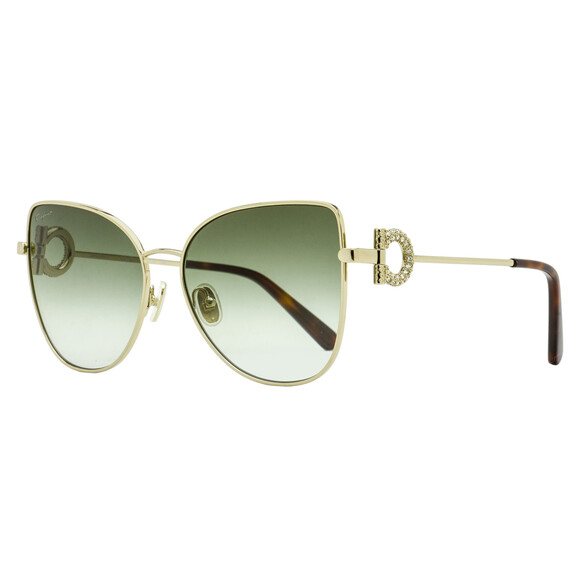 Ferragamo Crystal Gancini Sunglasses SF296SR 750 Gold/Havana 60mm